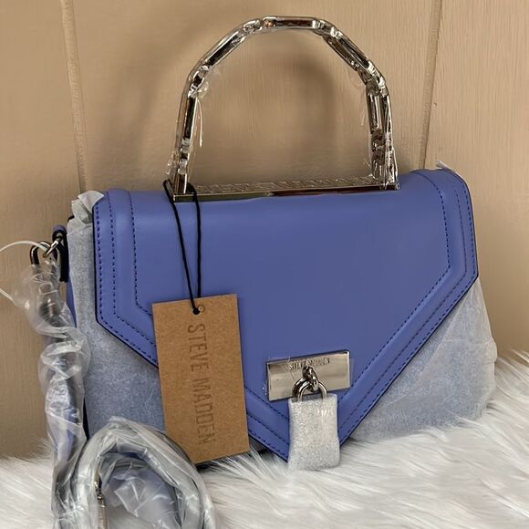 NWT Steve Madden (Ginevra) Lock/Satchel Crossbody - Purple - Picture 4 of 12